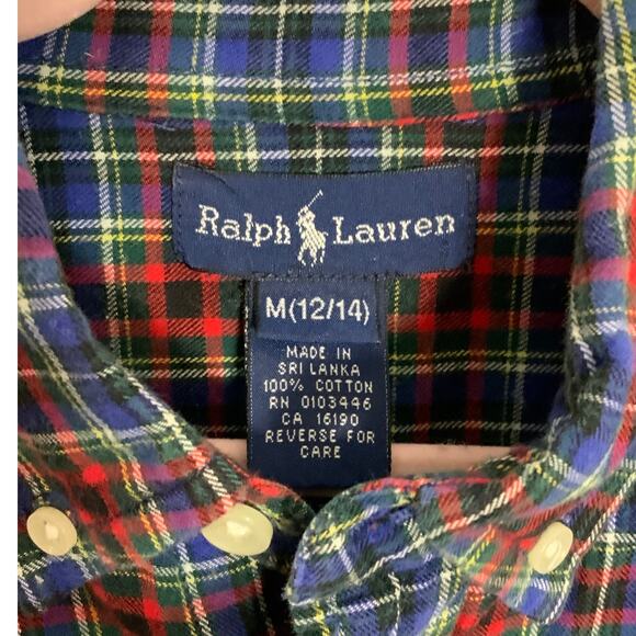 Ralph Lauren Plaid Button down size 12/14 - Picture 2 of 3